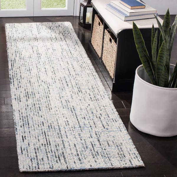 Abstract Blue/Charcoal 2 ft. x 16 ft. Speckled Runner Rug