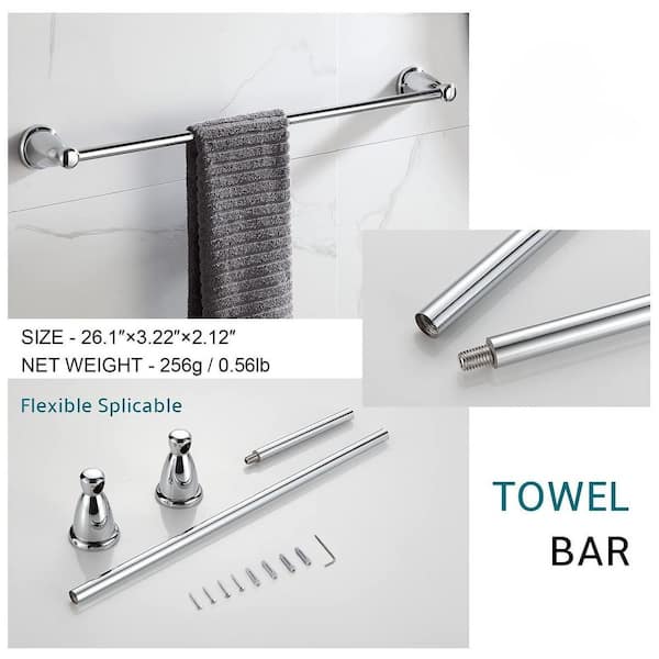 Dracelo 4-Piece Bath Hardware Set with Towel Ring Toilet Paper Holder Robe Hook and 18 or 24 in. Towel Bar in Brushed Nickel