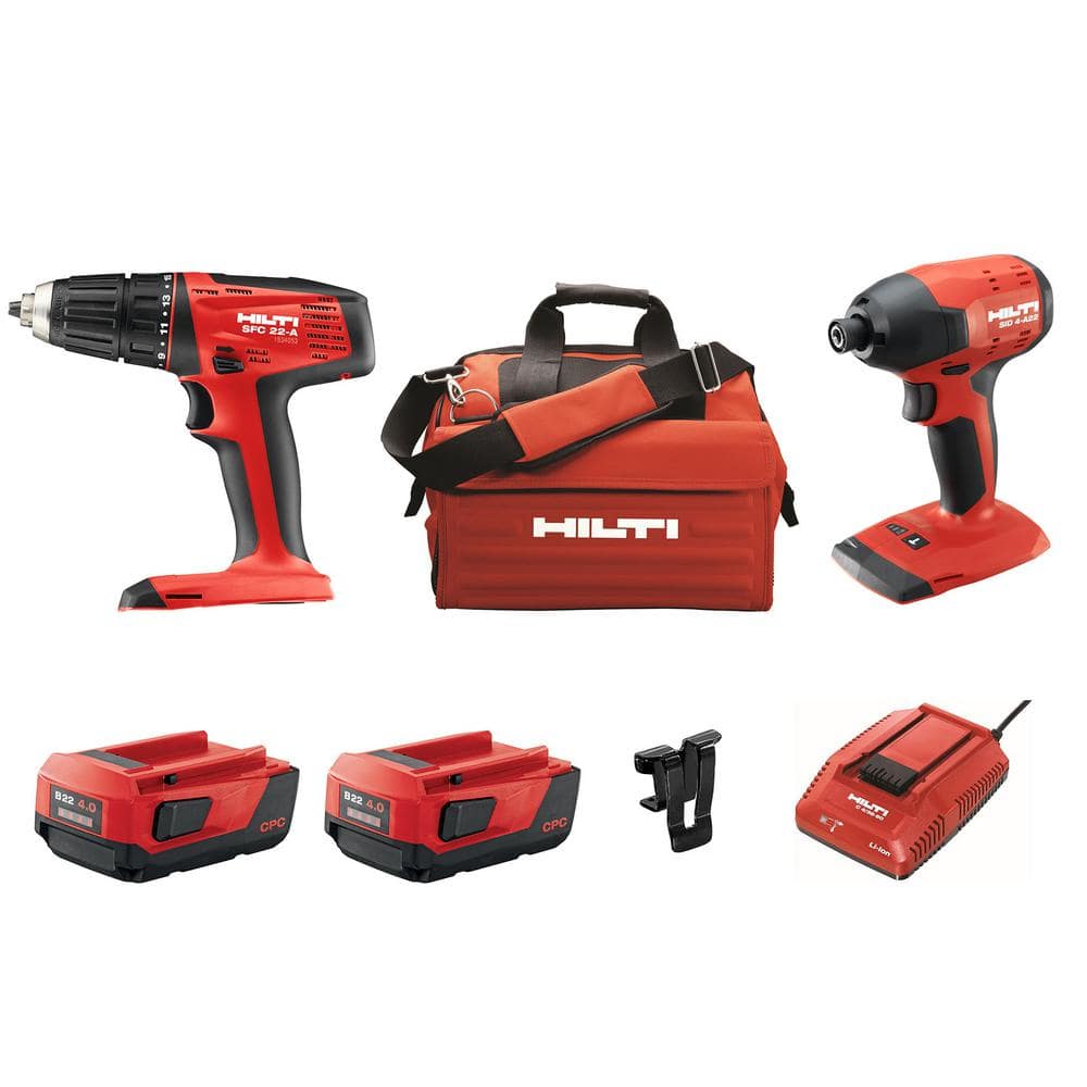 Hilti 22-Volt Lithium-Ion Cordless Drill Driver/Impact Driver Combo Kit  (2-Tool) 3554481 - The Home Depot