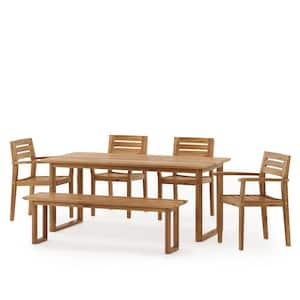 Ellendale Teak 6-Piece Wood outdoor dining Set