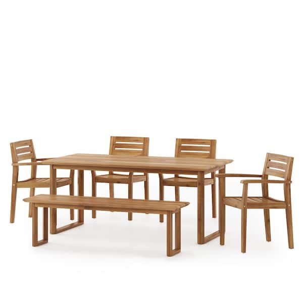 Noble House Ellendale Teak 6-Piece Wood outdoor dining Set