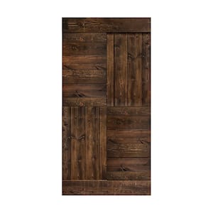 S Series 42 in. x 84 in. Kona Coffee Finished DIY Solid Wood Barn Door Slab - Hardware Kit Not Included