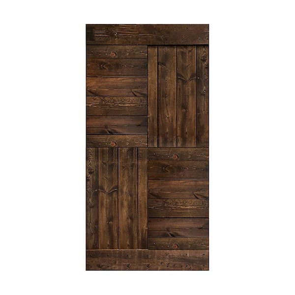 ISLIFE S Series 42 in. x 84 in. Kona Coffee Finished DIY Solid Wood Barn Door Slab - Hardware Kit Not Included