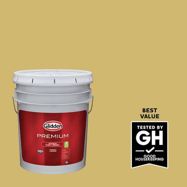 Glidden Premium 5 gal. PPG1108-5 Spicy Mustard Eggshell Interior Paint