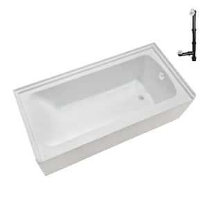 66 in. x 32 in. Soaking Acrylic Alcove Bathtub with Right Drain in Glossy White, External Drain in Glossy Glossy White