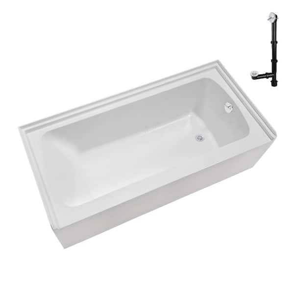 Streamline 66 in. x 32 in. Soaking Acrylic Alcove Bathtub with Right Drain in Glossy White, External Drain in Glossy Glossy White