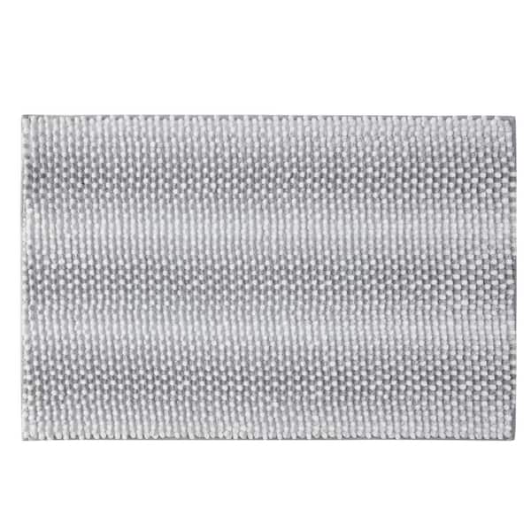 VCNY Home Memory Foam 20 in. x 30 in. Grey Heathered Stripe Polyester Rectangle Bath Rug