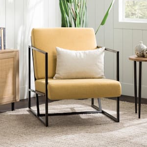 Modern Mustard Polyester Arm Chair Set of 1 with Geometric Metal Frame