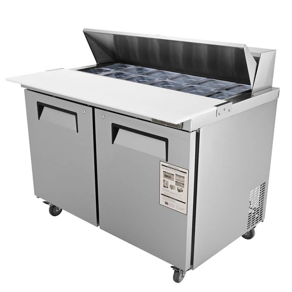 Commercial Refrigerator 48 in. Sandwich Prep Table, 12.85 cu. ft. Stainless Steel Silver Refrigerated Food Prep Station
