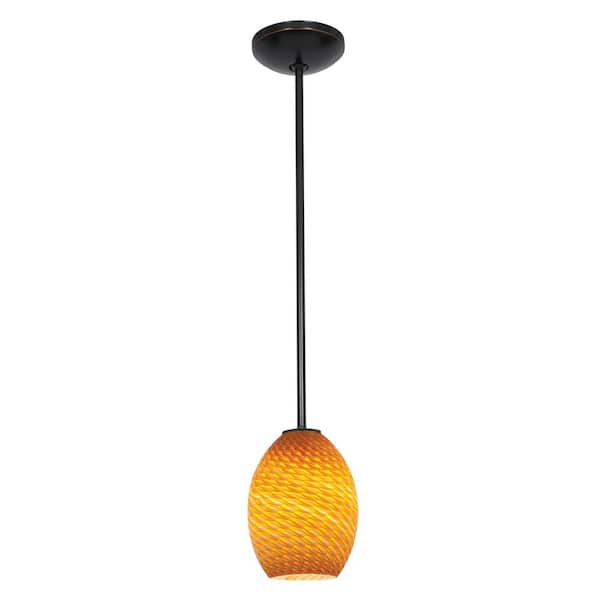 Access Lighting Brandy FireBird 1-Light Oil Rubbed Bronze Shaded Pendant Light with Glass Shade