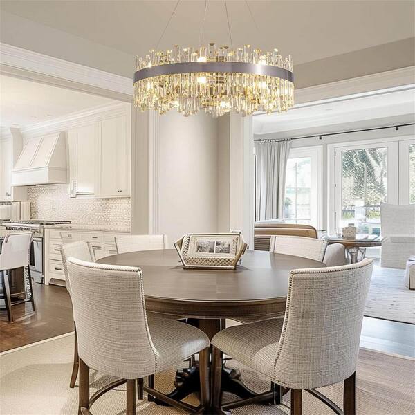LuminFan 16-Light Nickel Luxury Crystal Chandelier for Living Room