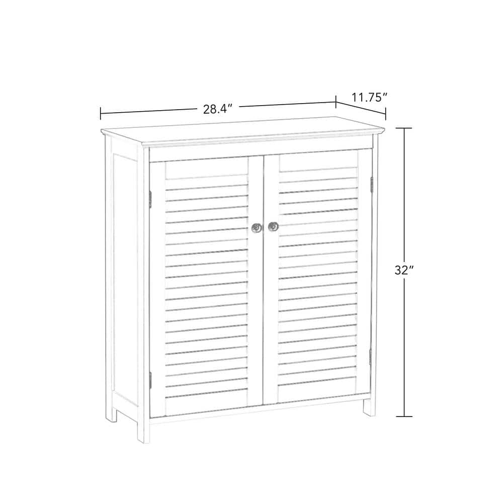 White Shutter Door Bathroom Storage Cabinet with Adjustable Shelves