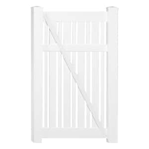 Davenport 3.9 ft. x 5 ft. White Vinyl Semi-Privacy Fence Gate Kit