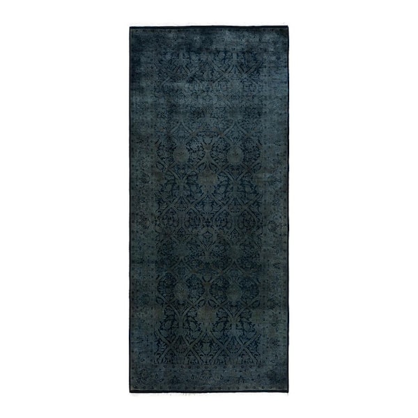 Overdyed Gray 4 ft. x 10 ft. Solid Wool Indoor Runner Rug