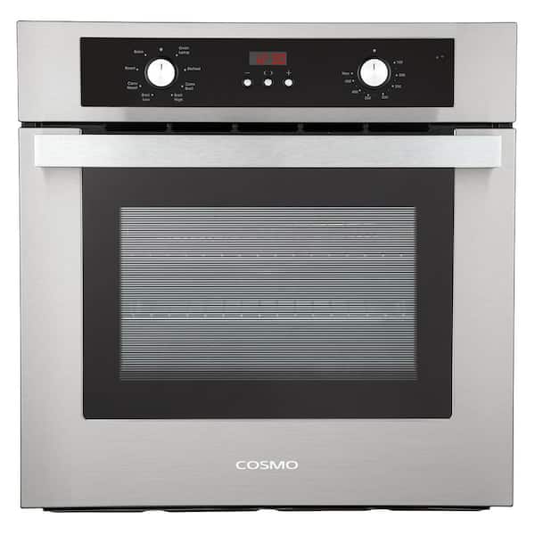 Cosmo 24 in. 2.5 cu. ft. Single Electric Wall Oven with 8 Functions and True European Convection in Stainless Steel