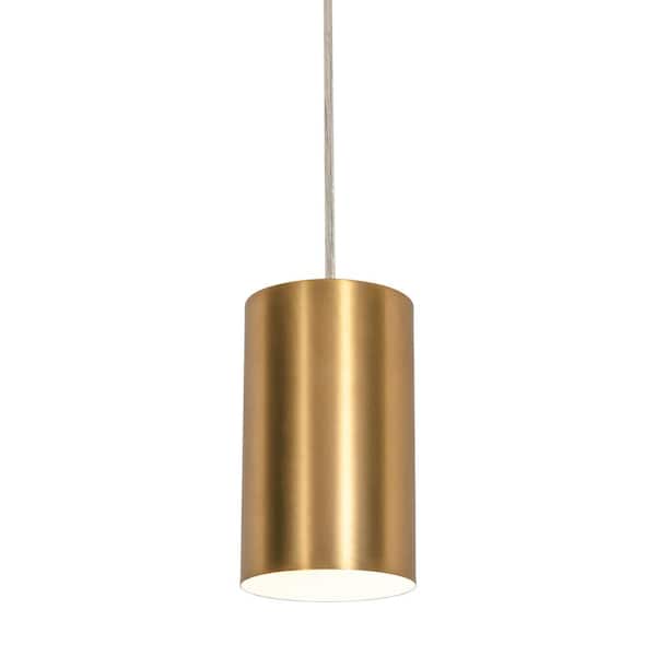 AFX Tyke 1-Light Satin Brass Shaded Pendant Light