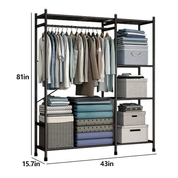 Buy Metal Garment Rack Heavy Duty Indoor Bedroom Clothing Coat Stand with  Top Rod and Lower Storage Shelf Clothes Rack (Brown) Online at  desertcartINDIA