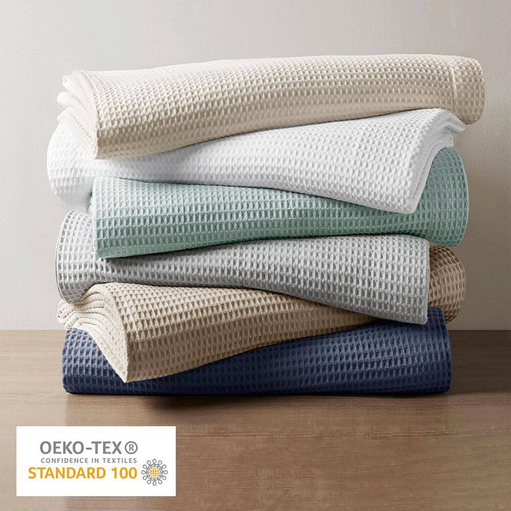 White Twin Waffle Weave Cotton Blanket