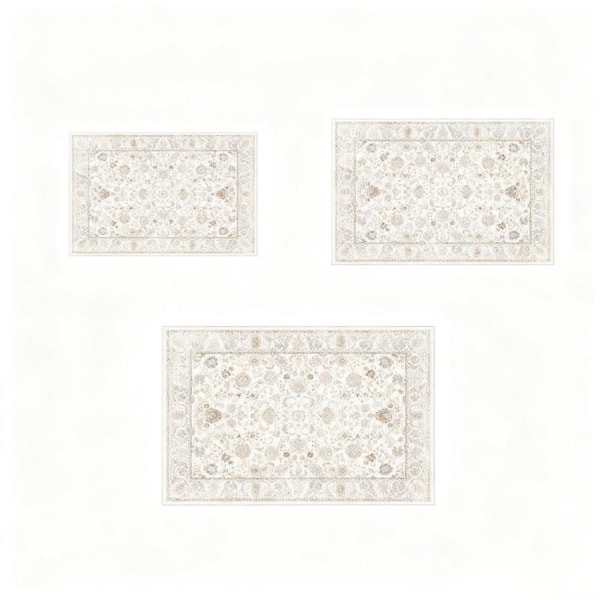 6 ft. x 9 ft. Beige Abstract Washable Area Rug for Bedroom, Living Room, Entryway