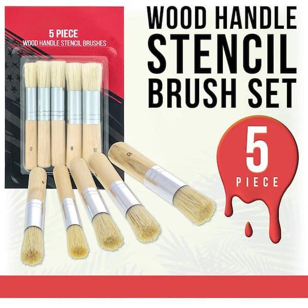 Home Wall/Trim Paint Brush Set - Includes 1 Ea of 1 Flat, 1-1/2 Angle, 2  Stubby Angle, 2 Flat & 2-1/2 Angle