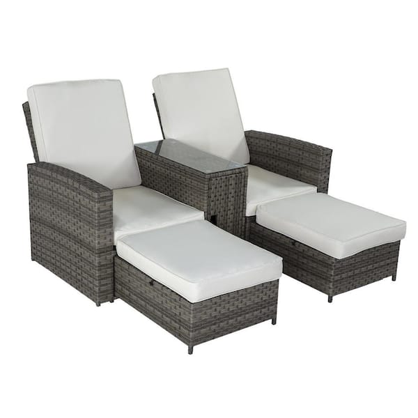 Gray Wicker Outdoor Patio Conversation Sectional Sofa Set with Cushionguard Gray Cushions (6-Piece)