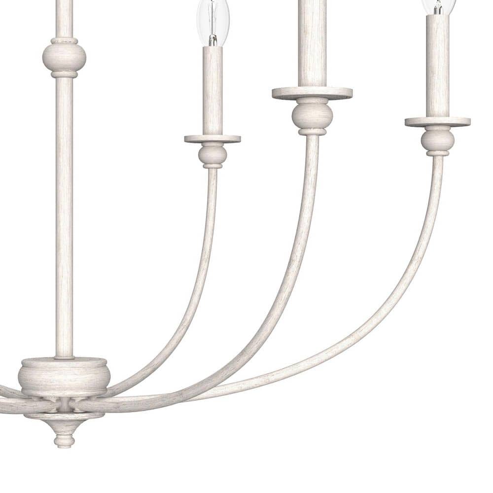 Southcrest Distressed White Metal 6-Light Candelabra Chandelier