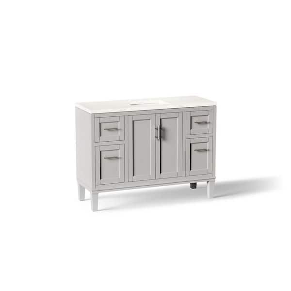 Chesil 48in. Single Sink Freestanding Atmos Grey Bath Vanity with Bianco Bella Quartz Top Assembled