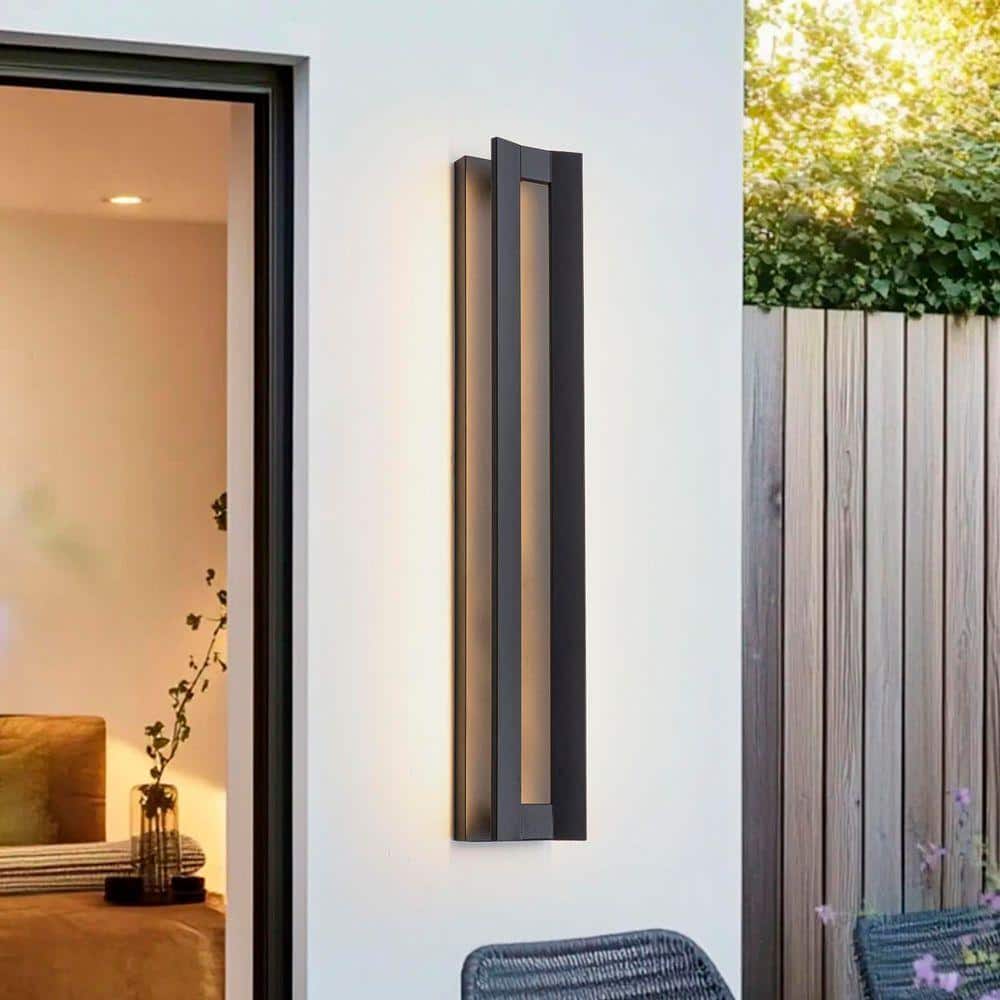 ZYZWMB 31 in. Matte Black Modern LED Outdoor Wall Lantern Sconce