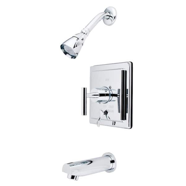 Kingston Brass Manhattan Single Handle 1-Spray Tub and Shower Faucet 1.8 GPM with Corrosion Resistant in. Polished Chrome