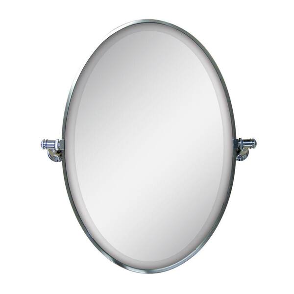 Pegasus Provence 26 in. x 18 in. Framed Oval Mirror in Chrome-DISCONTINUED