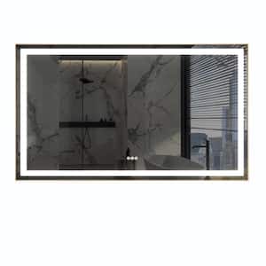 36 in. W. x 84 in. H Large Rectangular Metal Framed Dimmable Anti Fog Wall Mount LED Bathroom Vanity Mirror in Gold