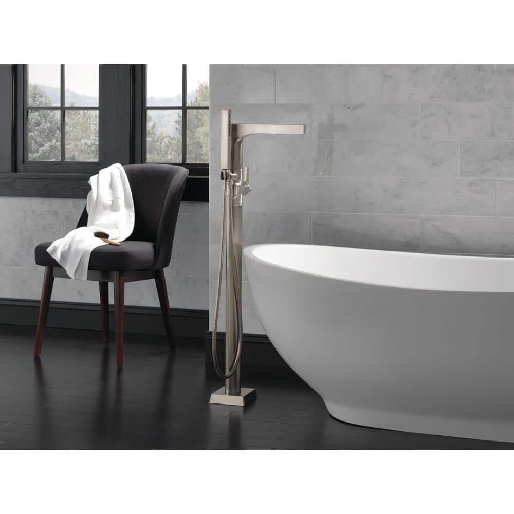 Stainless Steel Modern Floor Mounted Tub Faucet with Handshower