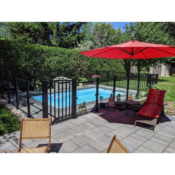 AquatinePLUS 2.38 in. x 2.38 in. x 4.20 ft. Black Aluminum Hard Surface Pool Fence Post