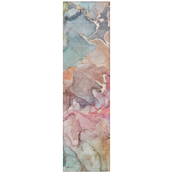 Blue 2 ft. 3 in. x 7 ft. 6 in. Chantille Machine Washable Indoor/Outdoor Geometric ACN500 Runner Rug