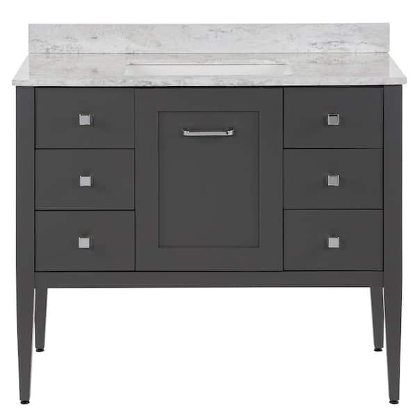 MOEN Hensley 43 in. W x 22 in. D x 39 in. H Single Sink  Bath Vanity in Shale Gray with Winter Mist Cultured Marble Top