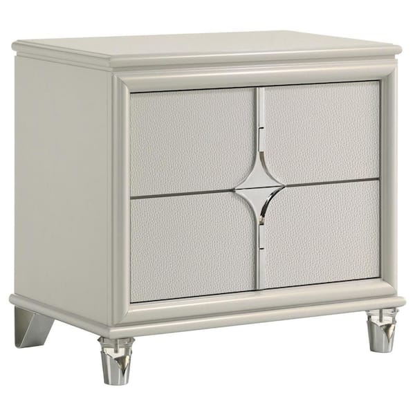 Benjara Ory Ivory 2-Drawer 29.5 in. W Nightstand with Star Handle