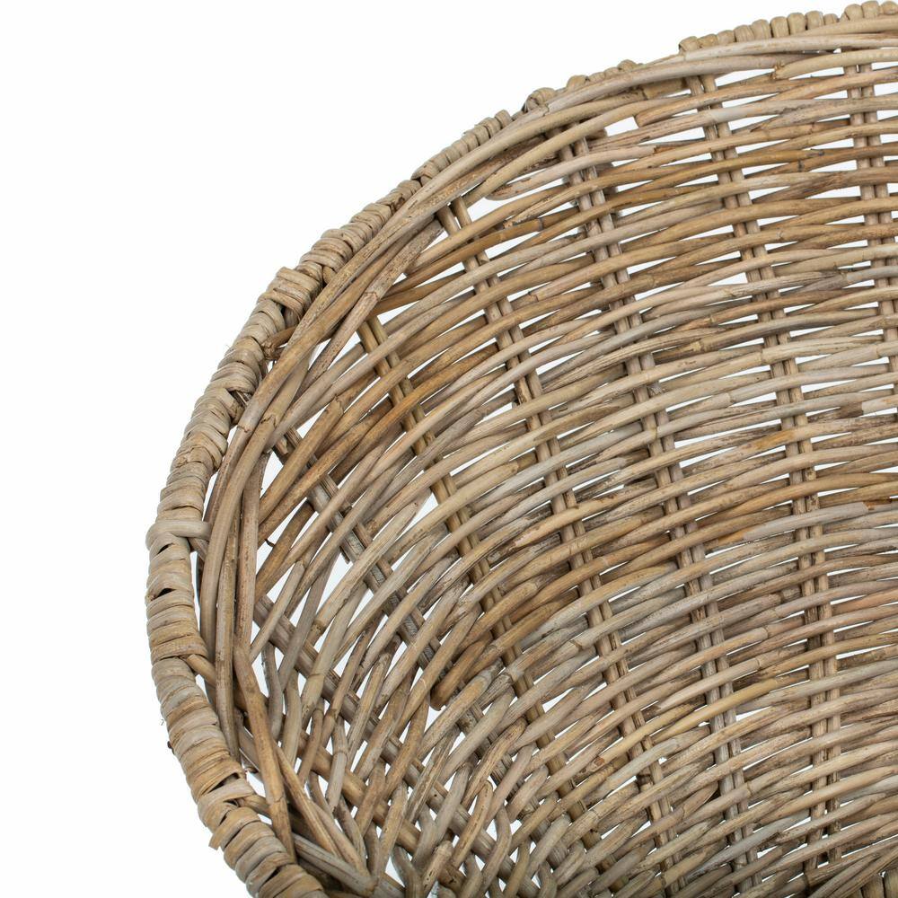 Grey Wash & Dark Steel Geometric Rattan Accent Chair