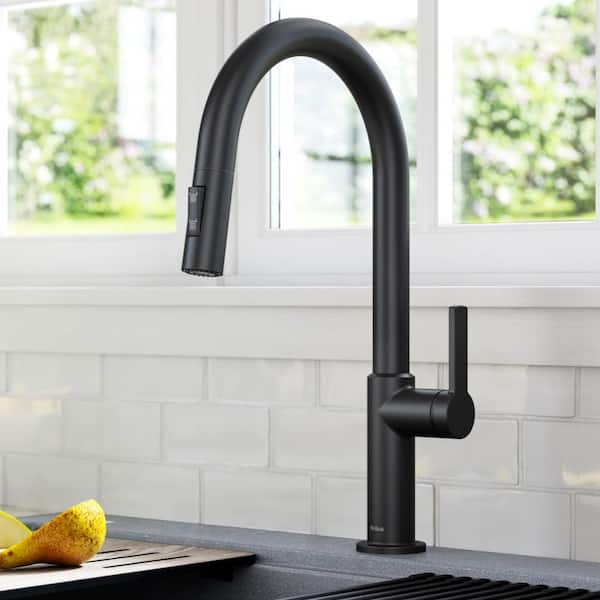 Oletto Single-Handle Pull-Down Sprayer Kitchen Faucet in Matte Black