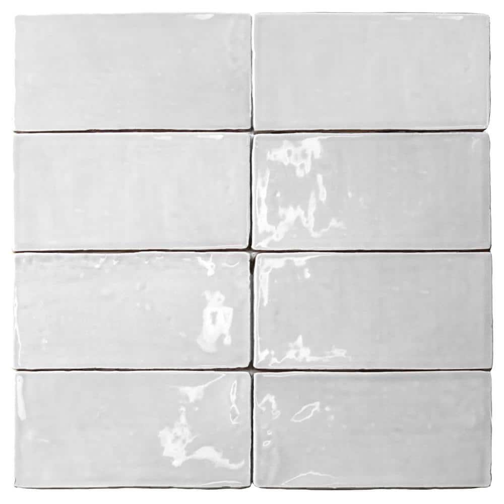 Messi 3" x 6" Polished White Ceramic Subway Wall Tile