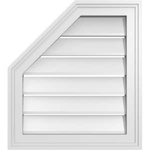 18 in. x 20 in. Octagonal Surface Mount PVC Gable Vent: Functional with Brickmould Frame