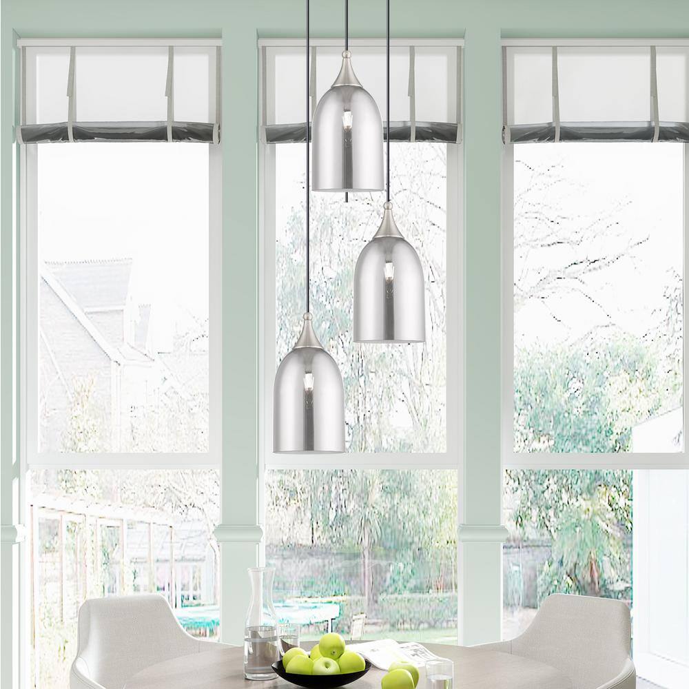 Brushed Nickel Mini Pendant with Smoke Glass Shade