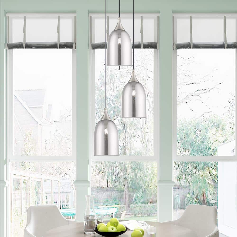 Brushed Nickel Mini Pendant with Smoke Glass Shade