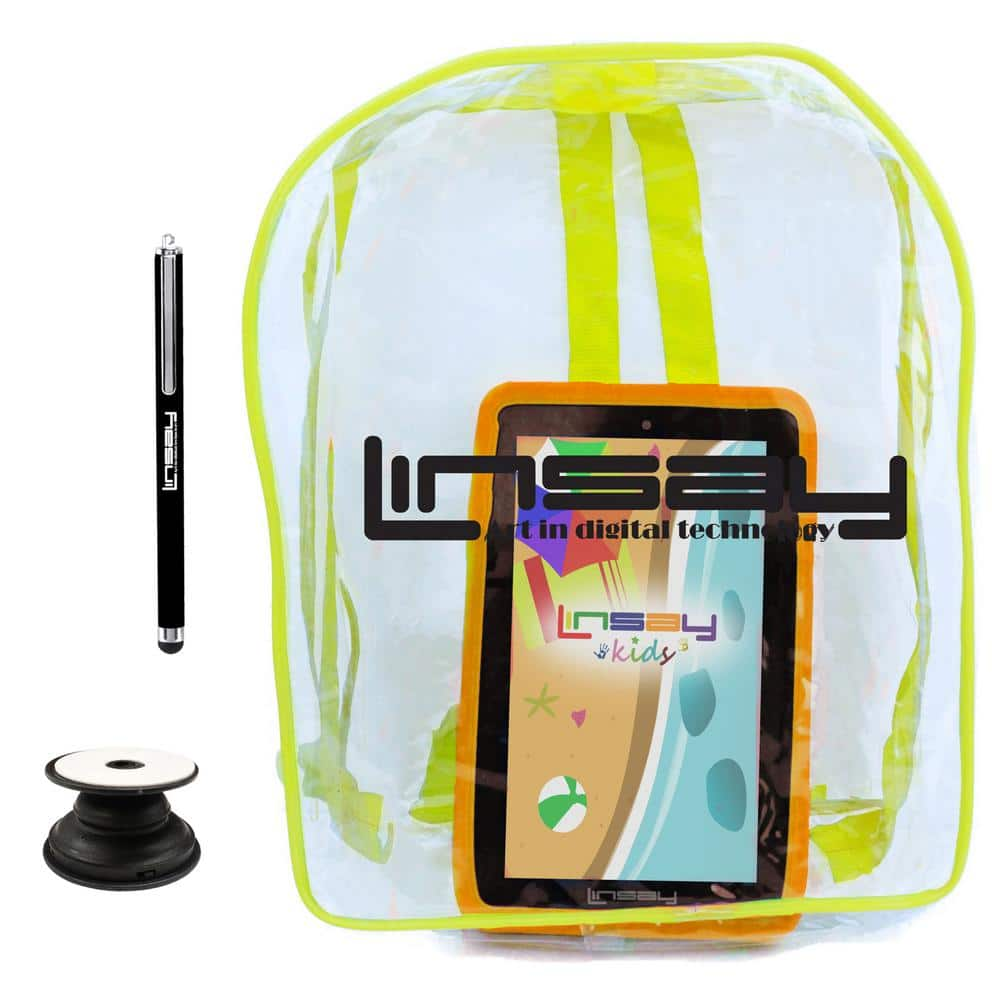 7 in. 64GB Android 13 Tablet with Orange Kids Defender Case, Backpack, Holder and Pen -  LINSAY, F7UHDKIDSBAGOP