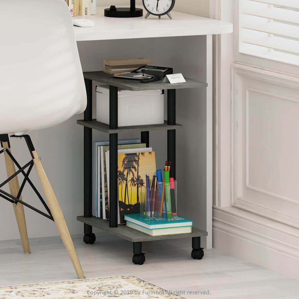 Turn-N-Tube 19.69 in. Grey Oak/Black Rectangle Wood End Table