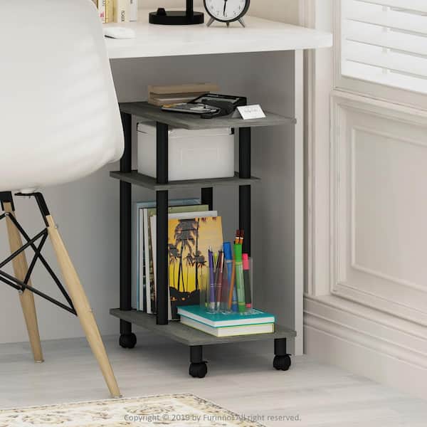 Turn-N-Tube 19.69 in. Grey Oak/Black Rectangle Wood End Table