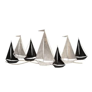 Black and Silver Wall Decor with Metal Sailboats