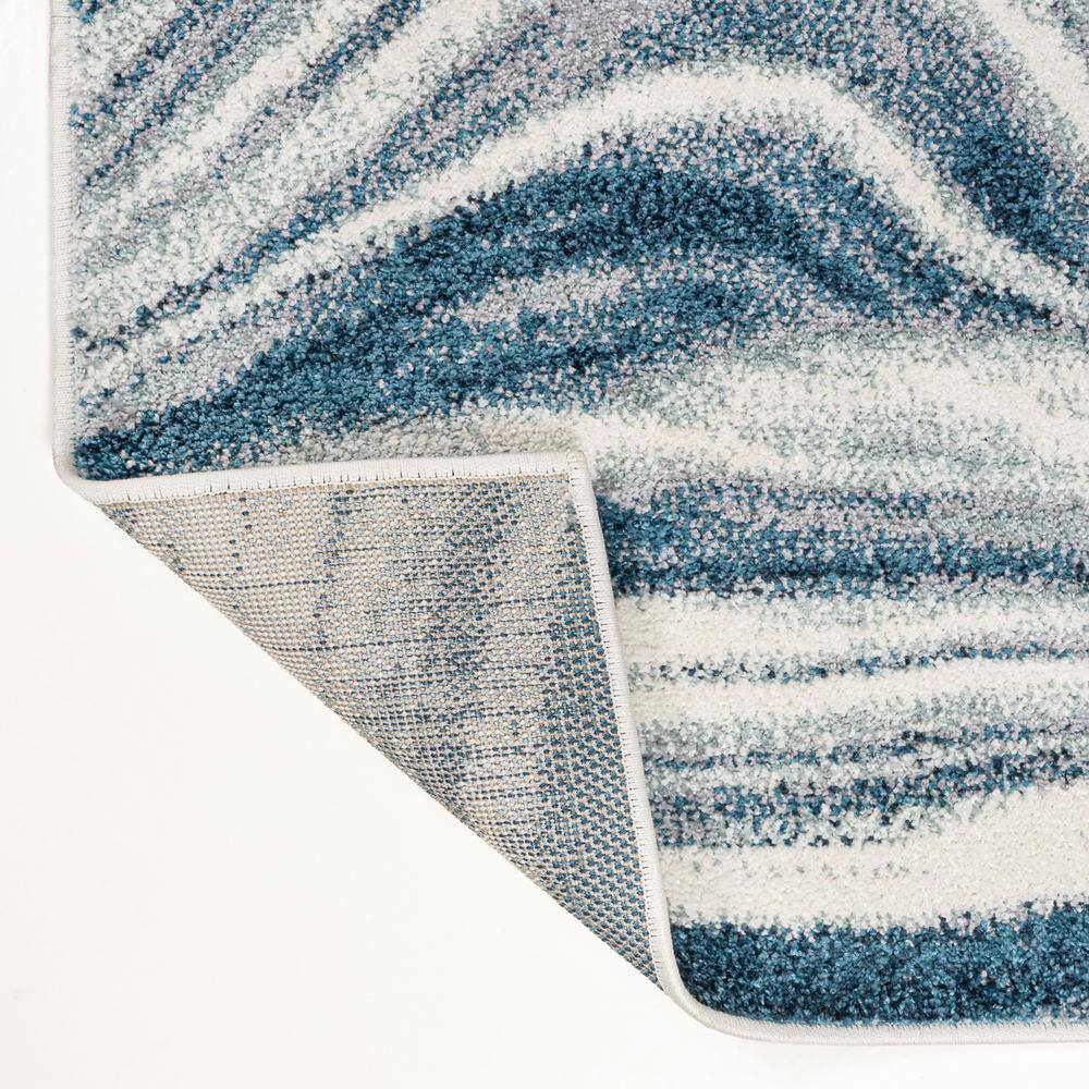 Turquoise and Cream Abstract Marble 5x8 Area Rug