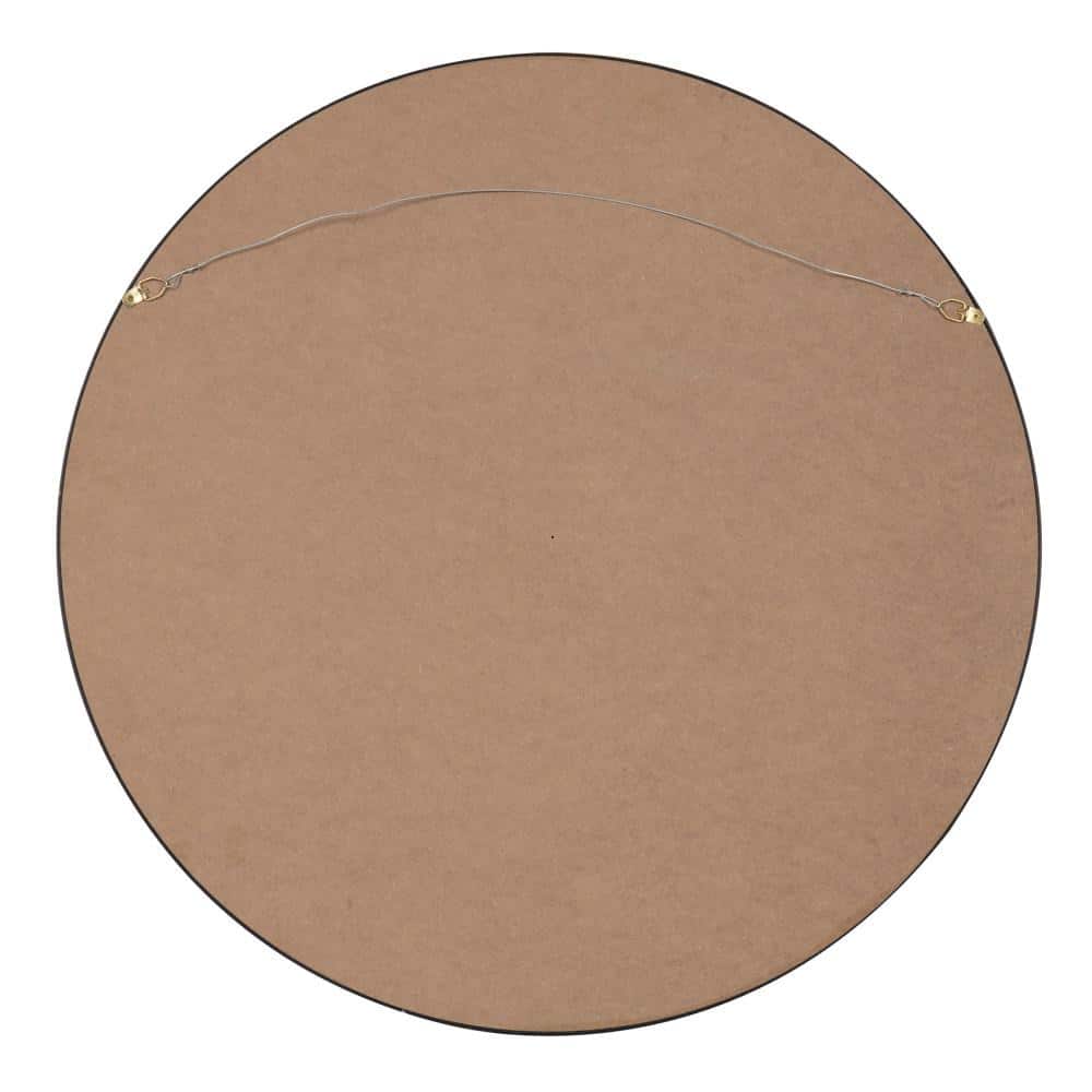 Travis 25.6" Black Round Wood Wall Accent Mirror