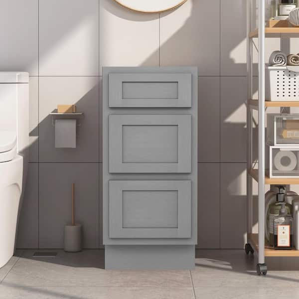 Vanity Art 15 in. W x 21 in. D x 32.5 in. H 3-Drawers Bath Vanity Cabinet without Top in Silver