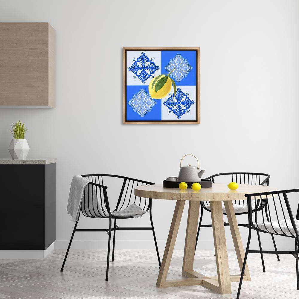 Lemon over Geometric Tiles by Ashley Singleton Brown Floater Frame Food Graphic Art Print 25 in. x 25 in. price history on PriceWatchPro